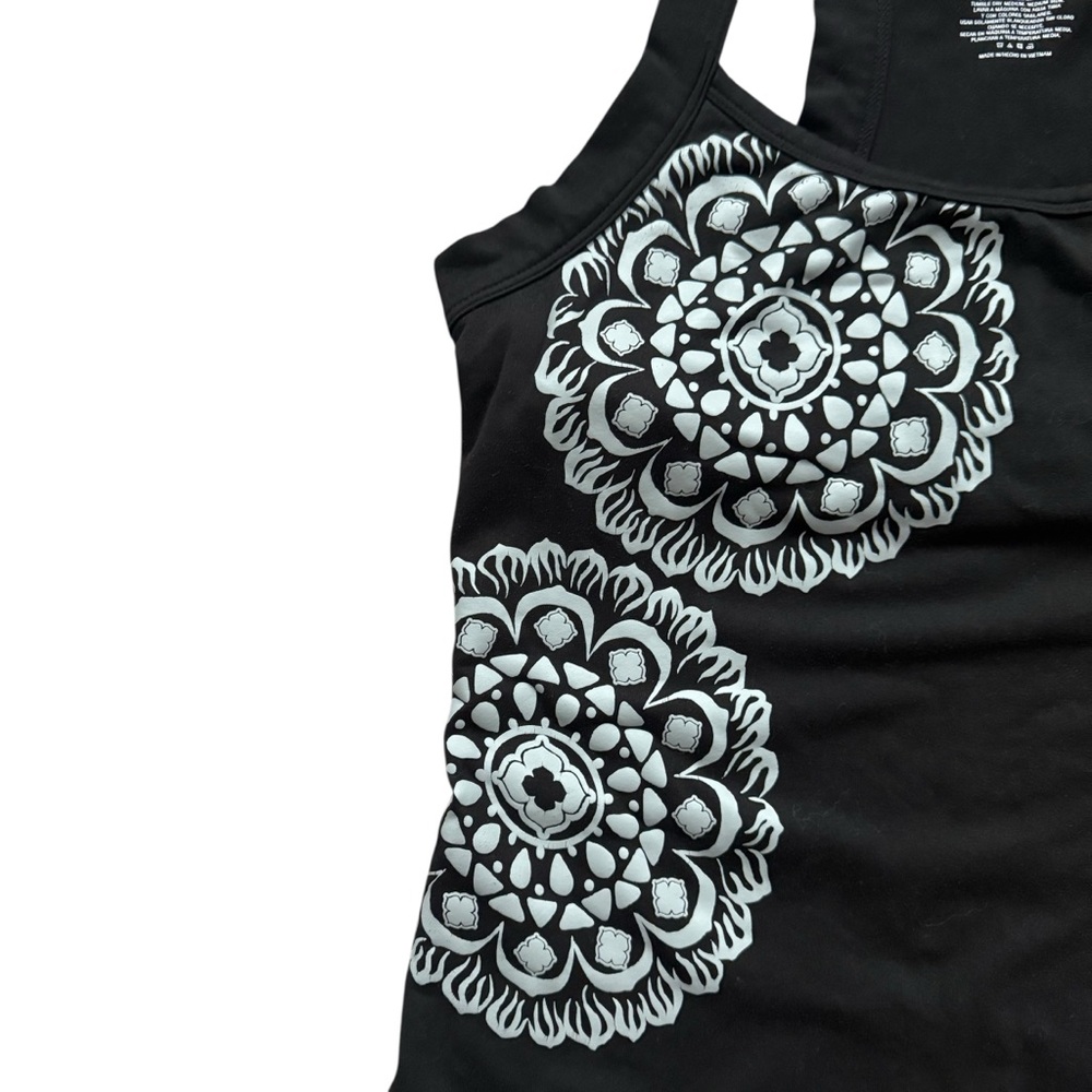 Danskin Now Black Tank Top with Gray Mandala Design - Picture 3 of 5